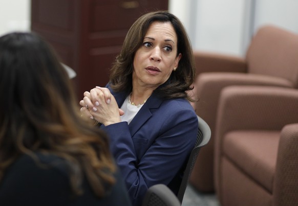 Democratic presidential candidate Sen. Kamala Harris, D-Calif., attends an immigration roundtable at the University of Nevada, Las Vegas, Friday, June 14, 2019, in Las Vegas. (AP Photo/John Locher)