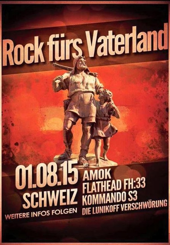 «Rock fürs Vaterland», ein Flyer lädt zum Konzert mit einschlägig bekannten Neonazi-Bands.&nbsp;