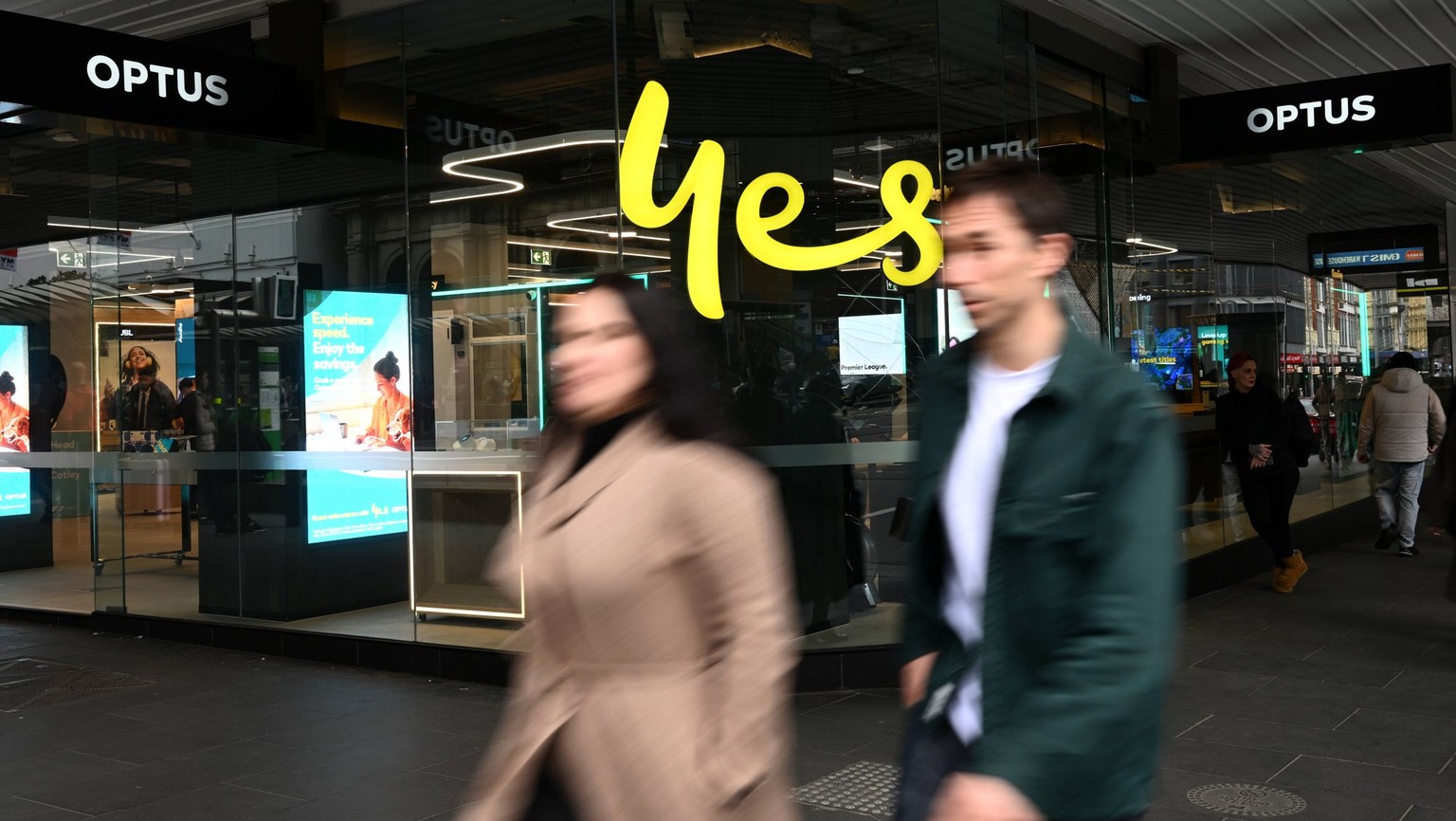 RETAIL TRADE STOCK MELBOURNE, Signage at an Optus retail store in Melbourne, Thursday, August 31, 2023. ACHTUNG: NUR REDAKTIONELLE NUTZUNG, KEINE ARCHIVIERUNG UND KEINE BUCHNUTZUNG MELBOURNE VIC AUSTR ...