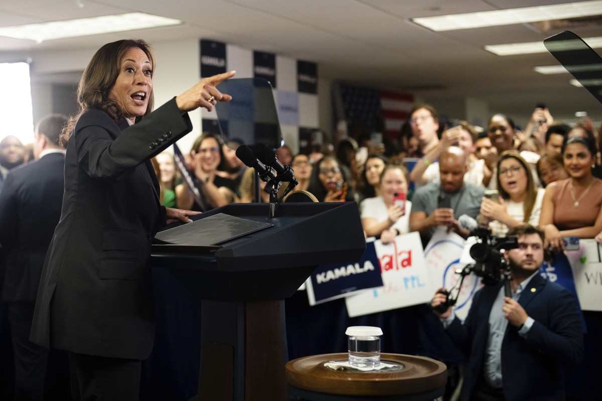 FILE - Vice President Kamala Harris speaks at her campaign headquarters in Wilmington, Del., July 22, 2024. Harris, the daughter of immigrants who rose through the California political and law enforce ...