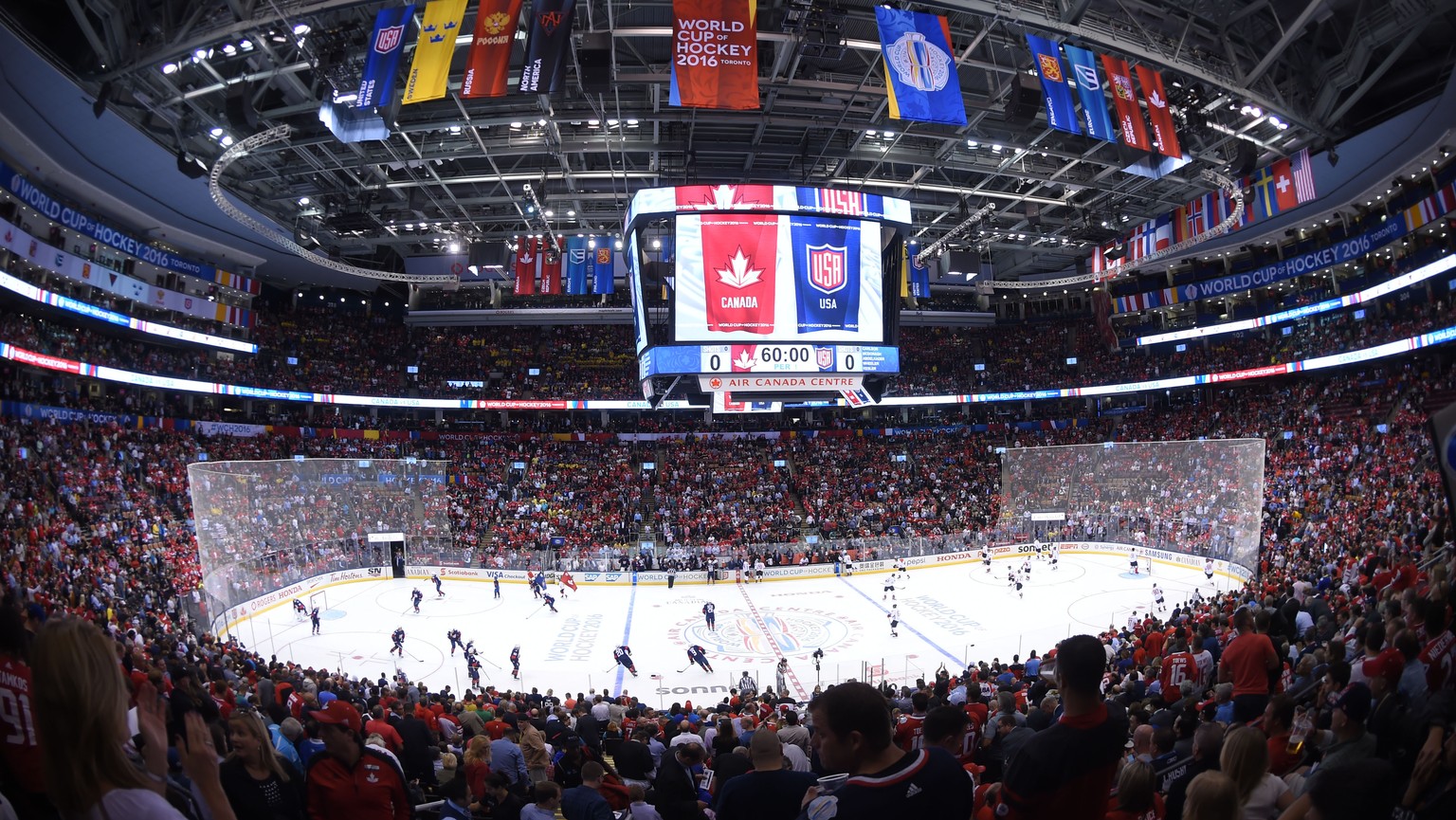 Sep 20, 2016; Toronto, Ontario, Canada; A general view of the arena and stands prior to the opening faceoff of a preliminary round game between Team Canada and Team USA in the 2016 World Cup of Hockey ...