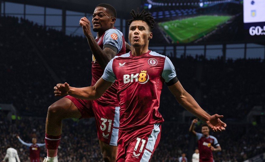 Tottenham Hotspur v Aston Villa, London, UK - 26 Nov 2023 Goal celebrations for Ollie Watkins of Aston Villa during the Premier League match between Tottenham Hotspur and Aston Villa at Tottenham Hots ...