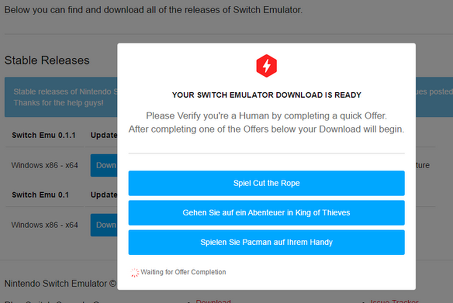 «Your Switch emulator download is ready»: Nein, es gibt keinen Switch-Emulator für den PC.