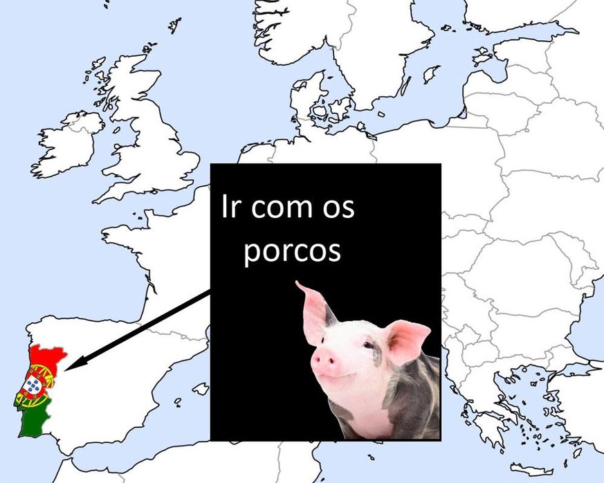 Karte: Redewendungen mit Tieren in Europa, Portugal