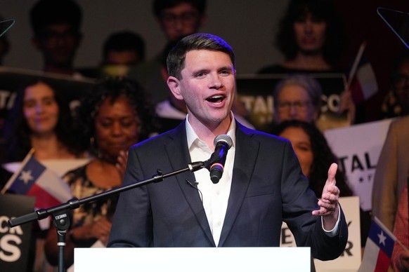 Texas Democratic Senate candidate Texas state Rep. James Talarico, D-Austin, speaks for the first time since winning the Democratic nomination in Austin, Wednesday, March 4, 2026. (AP Photo/Eric Gay)
 ...