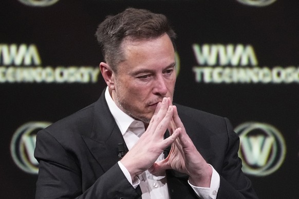Elon Musk, who owns Twitter, Tesla and SpaceX, reacts at the Vivatech fair Friday, June 16, 2023 in Paris. Vivatech is Europe&#039;s biggest startup and tech event. (AP Photo/Michel Euler)
Elon Musk