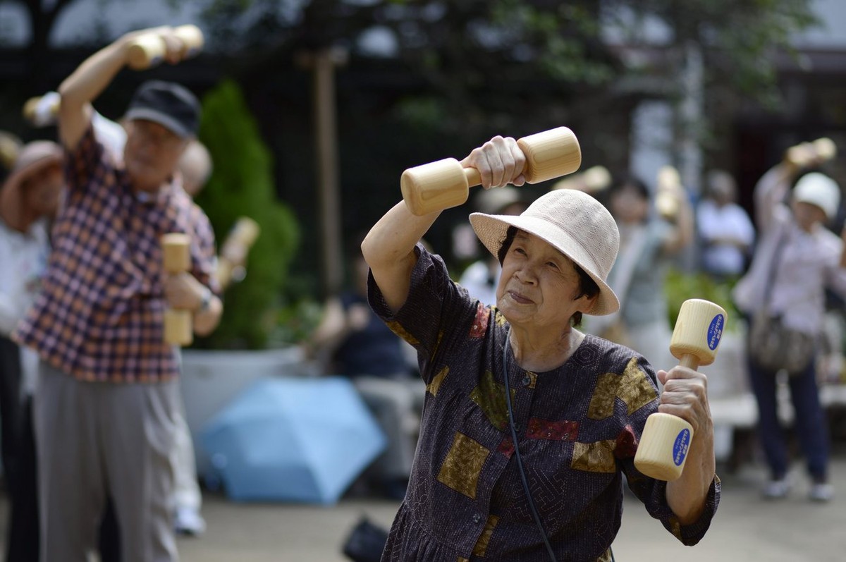 Fitness im Park: In Japan nichts Aussergewöhnliches.