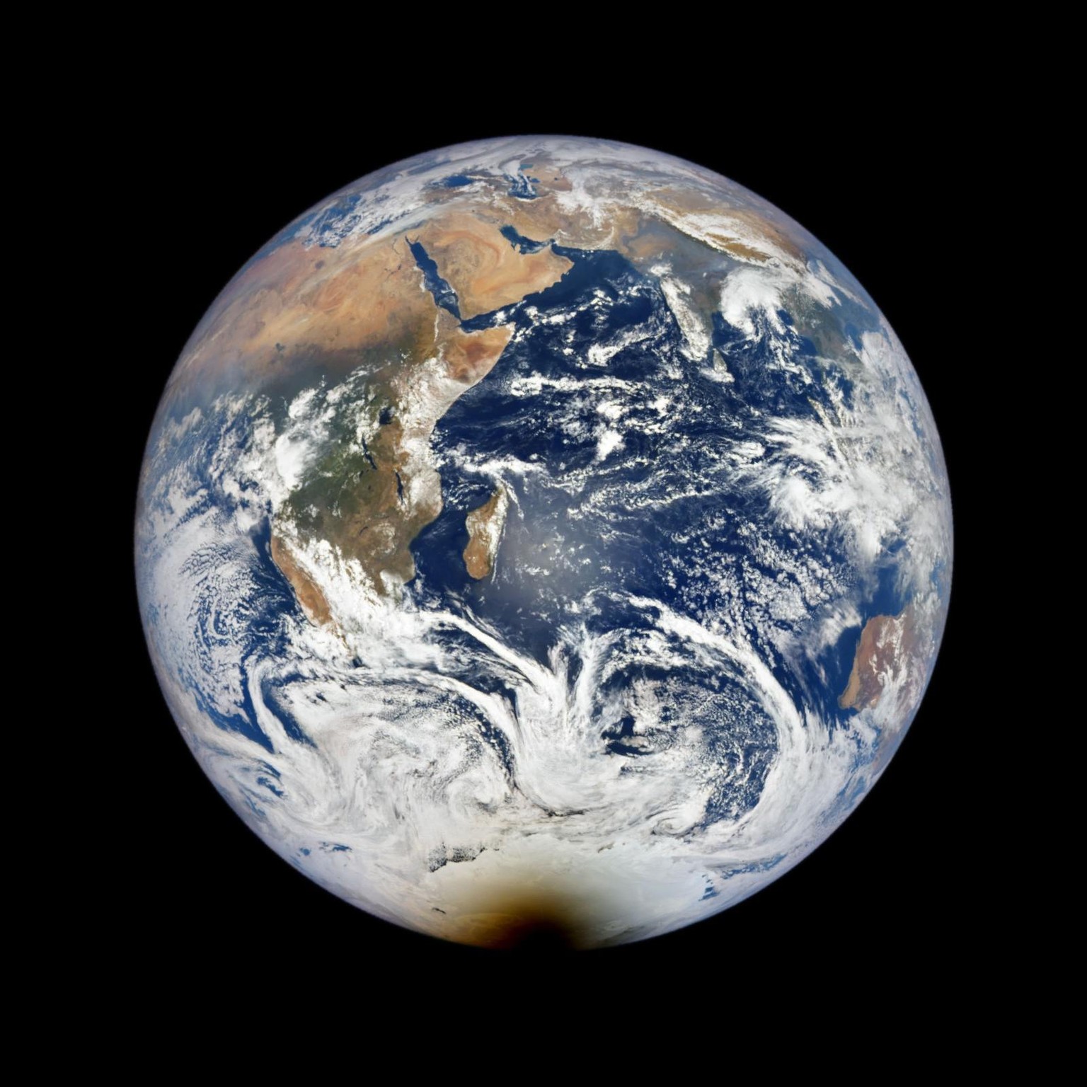 This image was acquired during the eclipse by the Earth Polychromatic Imaging Camera (EPIC) aboard the Deep Space Climate Observatory (DSCVR). 
https://earthobservatory.nasa.gov/images/149174/antarcti ...