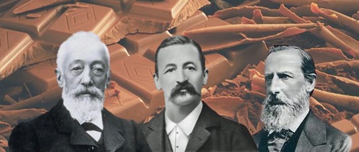 Die heilige Dreifaltigkeit der Schweizer Schokolade: Daniel Peter, Rudolf Lindt, Henri Néstle.