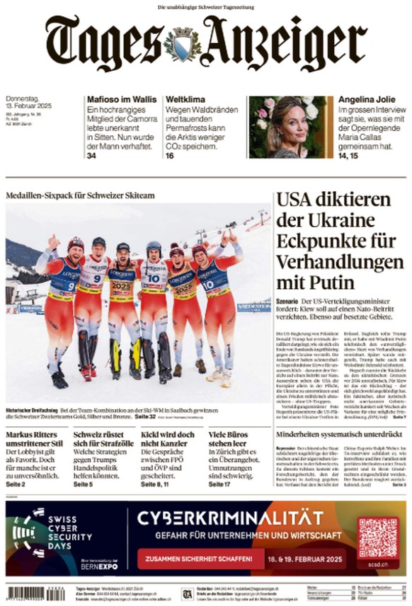 Ski-WM 2025 Presseschau nach Gold, Silber und Bronze für die Schweiz in der Team-Kombination