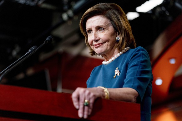 House Speaker Nancy Pelosi of Calif., takes a question from a reporter during a news conference on Capitol Hill in Washington, Thursday, Oct. 28, 2021. (AP Photo/Andrew Harnik)
Nancy Pelosi