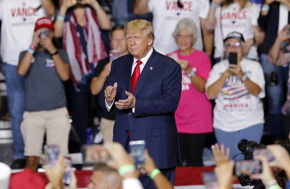 Former President Donald Trump speaks at a campaign rally in Youngstown, Ohio., Saturday, Sept. 17, 2022. (AP Photo/Tom E. Puskar)
Donald Trump