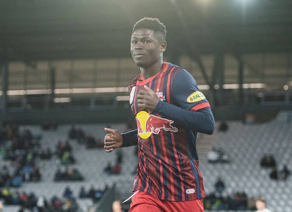 04.11.2023, Tivoli Stadion Tirol, Innsbruck, AUT, 1. FBL, WSG Swarovski Tirol vs FC Red Bull Salzburg, Grunddurchgang, 13. Runde, im Bild Torjubel FC Red Bull Salzburg zum 0:1 durch Karim Konate FC Re ...