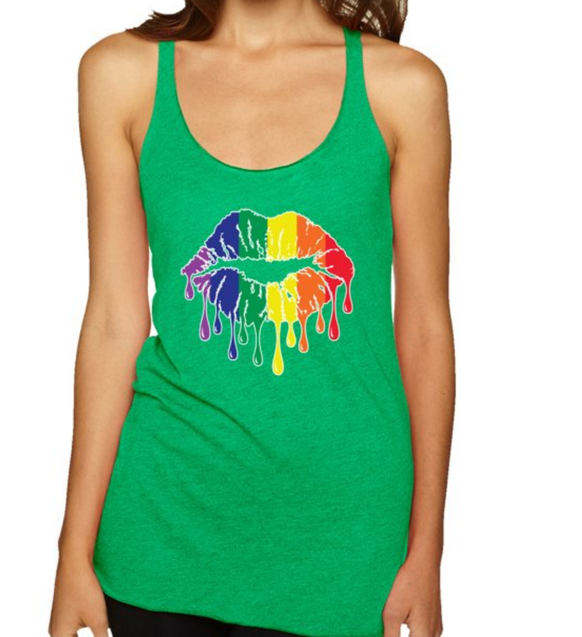 Pride Merch Rainbow Lips Print https://www.walmart.com/ip/Rainbow-LGBTQ-Gay-Pride-Dripping-Lips-LGBT-Pride-Tri-Blend-Racerback-Tank-Top-Envy-Small/732857202