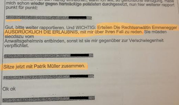 Auswertung Whatsapp-Verlauf von N.W. durch die Regionalfahndung Seeland/Kapo BE.