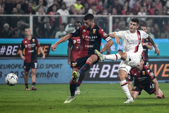 Mg Genova 07/10/2023 - campionato di calcio serie A / Genoa-Milan / foto Matteo Gribaudi/Image nella foto: gol Christian Pulisic PUBLICATIONxNOTxINxITA