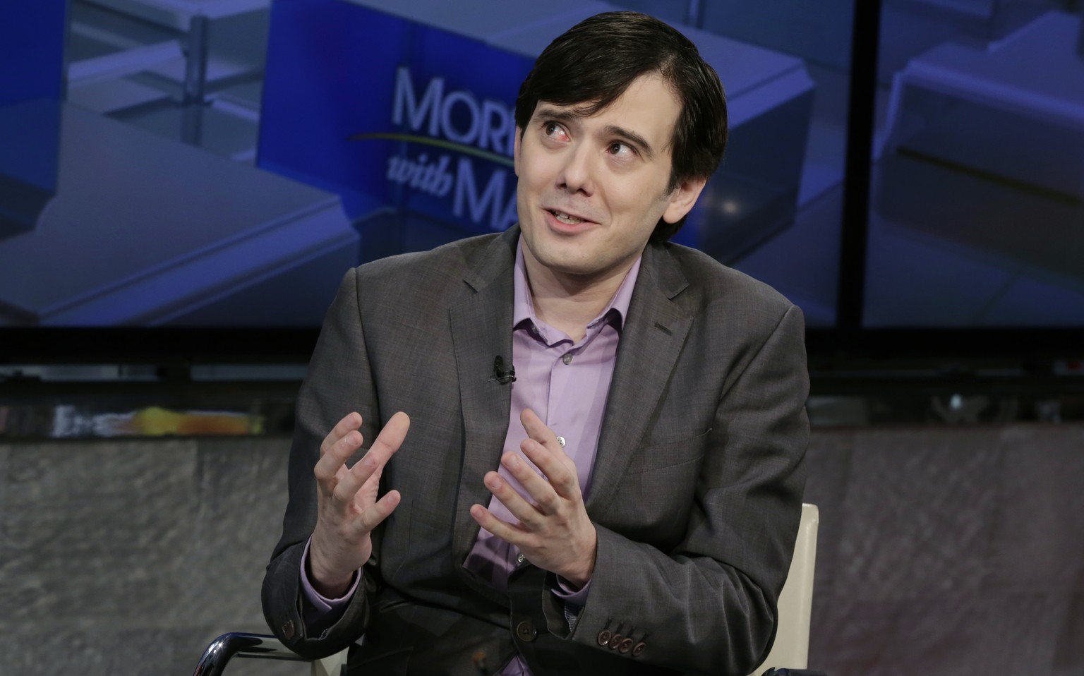 FILE - In this Aug. 15, 2017, file photo, former pharmaceutical CEO Martin Shkreli speaks during an interview by Maria Bartiromo during her &quot;Mornings with Maria Bartiromo&quot; program on the Fox ...