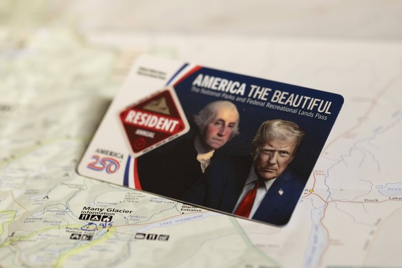 January 28, 2026, Seattle, Washington, USA: Just released, the 2026 America The Beautiful Resident Pass features a portrait of Donald Trump alongside George Washington on January 28, 2026. The updated ...