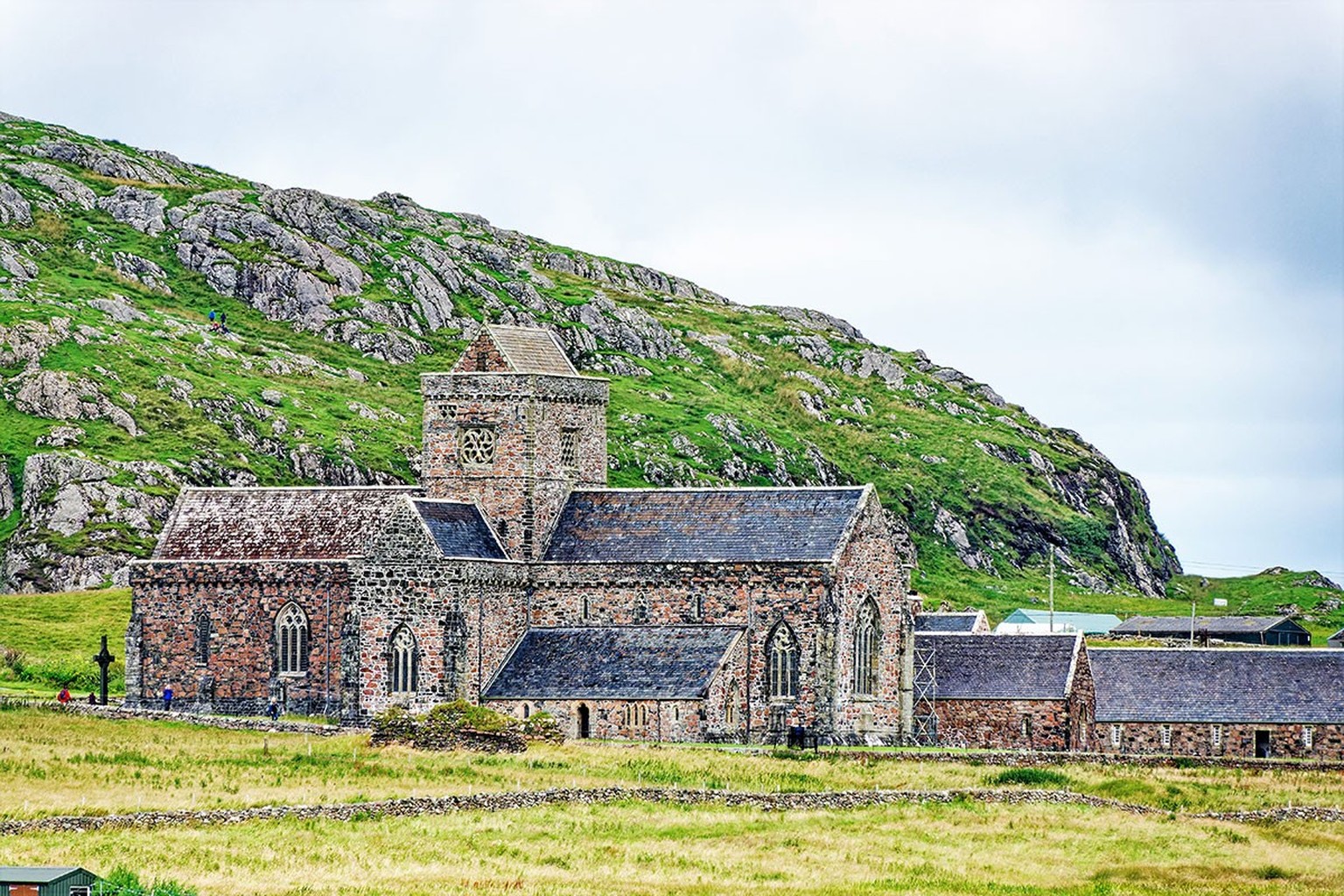 The Monastery of Iona on the island of the same name, founded by Saint Columba.  https://commons.wikimedia.org/wiki/File:12_Br%C3%BCwho_guided_Saint_Columban_and_began_in_the_year_563_with_the_ ...