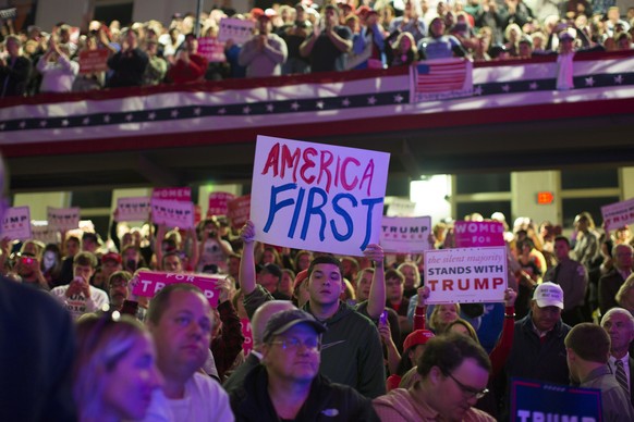 Supporters of Republican presidential candidate Donald Trump listen to him speak during a campaign rally at Lackawanna College, Monday, Nov. 7, 2016, in Scranton, Pa. (AP Photo/ Evan Vucci)