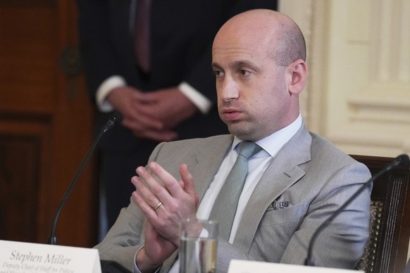 White House Deputy Chief of Staff Stephen Miller attends a Make America Healthy Again (MAHA) Commission Event in the East Room of the White House, Thursday, May 22, 2025, in Washington. (AP Photo/Jacq ...