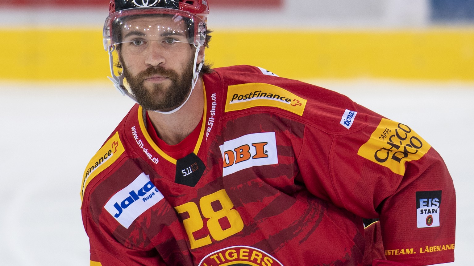 Tigers Alexandre Grenier waehrend eines Vorbereitungsspiel zwischen den SCL Tigers und dem HC Genf-Servette am Donnerstag 2. September 2021, im Ilfisstadion in Langnau. (KEYSTONE/Marcel Bieri)