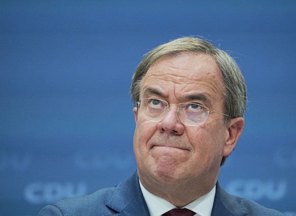 10.09.2021, Berlin: Armin Laschet, CDU-Vorsitzender und Unions-Spitzenkandidat f�r die Bundestagswahl, stellt die �Agenda f�r ein sicheres Deutschland� der Union auf einer Pressekonferenz im Konrad-Ad ...