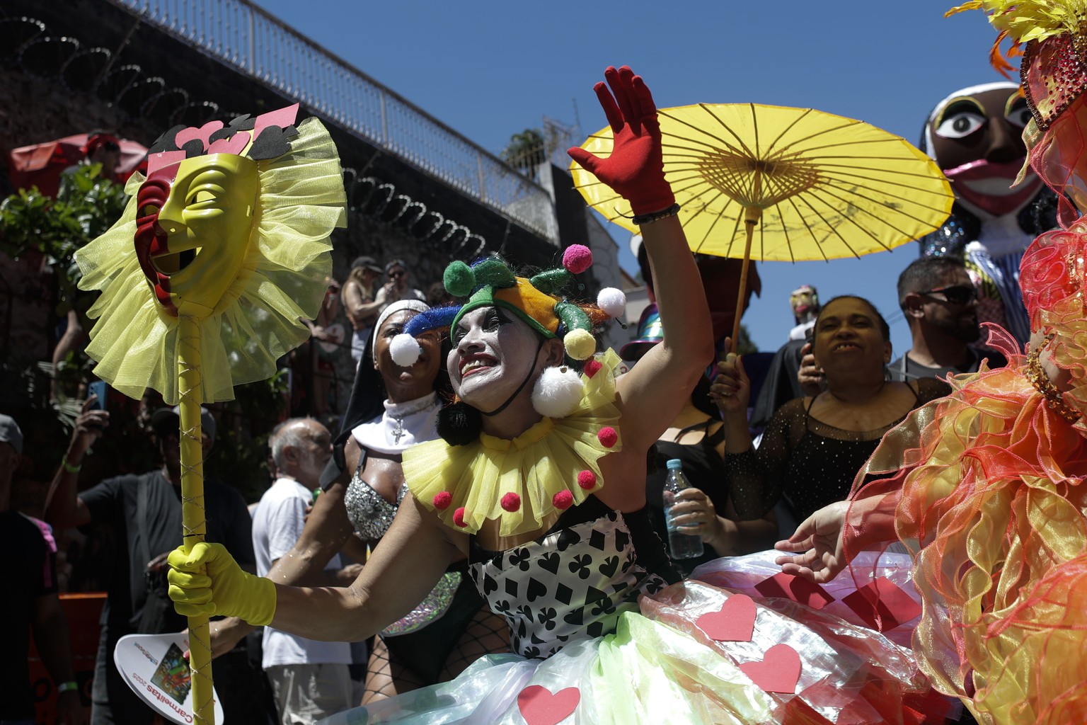 Revelers attend the Carmelitas street party on the first official day of Carnival in Rio de Janeiro, Friday, Feb. 28, 2025. (AP Photo/Bruna Prado)
Brazil Carnival