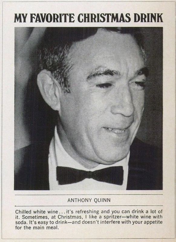 Town and Country December 1968 Issue - Hollywood Celebs name their favourite Christmas Drinks.

https://www.instagram.com/p/DR5bLdEjut9/?img_index=1