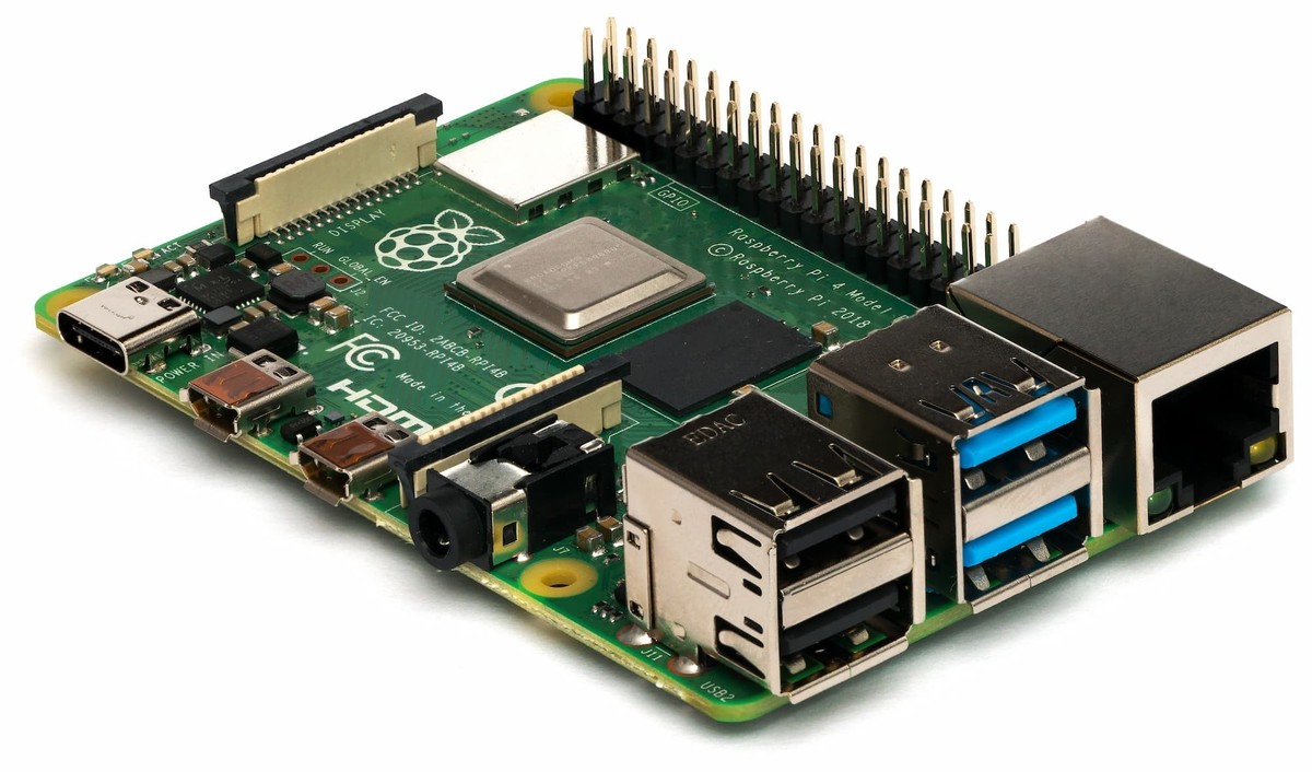 Bildquelle verlinken mit https://creativecommons.org/licenses/by-sa/4.0/.

Deutsch: Raspberry Pi 4 Model B von der Seite.
English: Raspberry Pi 4 Model B from the side.
Українська: Одноплатний комп  ...