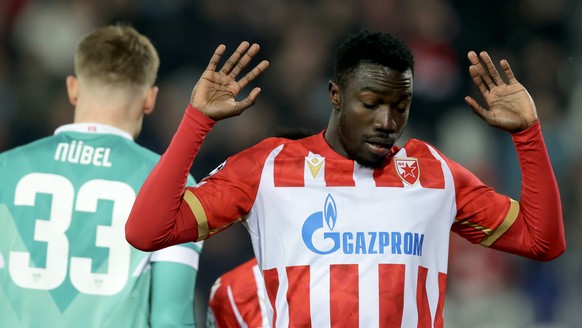 epa11743995 Silas of Crvena Zvezda celebrates after scoring the 1-1 equalizing goal during the UEFA Champions League match between Crvena zvezda and VFB Stuttgart in Belgrade, Serbia, 27 November 2024 ...