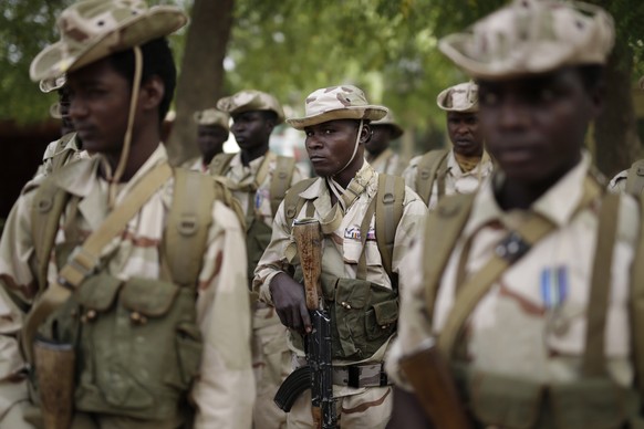 Chadian troops participate in the closing ceremony of operation Flintlock in an army base in N&#039;djamena, Chad, Monday, March 9, 2015. The U.S. military and its Western partners conduct this traini ...