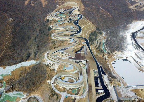 210119 -- BEIJING, Jan. 19, 2021 -- Aerial photo taken on Jan. 19, 2021 shows the National Sliding Center in Yanqing District, Beijing, capital of China. SPCHINA-BEIJING-2022 OLYMPIC &amp; PARALYMPIC  ...