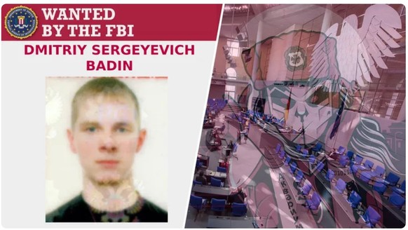 Dimitri Badin auf einem Fahndungsplakat des FBI: Laut Medienberichten wird ihm der Hackerangriff auf den Bundestag vorgeworfen.