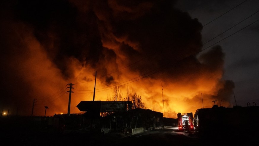 TEHRAN, IRAN - MARCH 8: Fire breaks out at the Shahran oil depot after US and Israeli attacks, leaving numerous fuel tankers and vehicles in the area unusable in Tehran, Iran on March 8, 2026. Hassan  ...