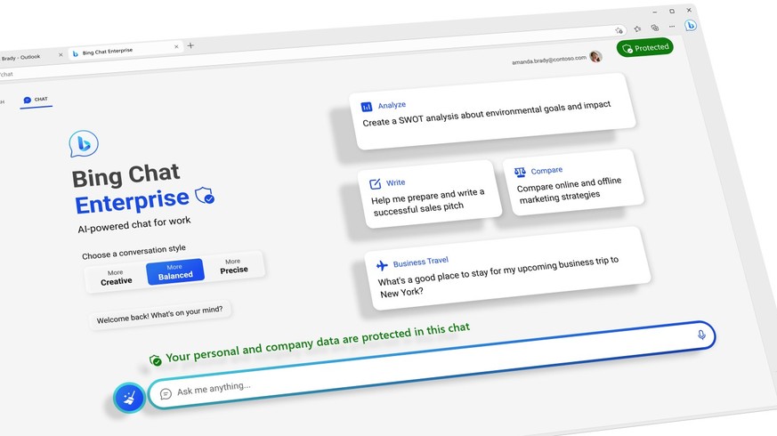 Microsoft lanciert Bing Chat Enterprise für Firmenkunden.