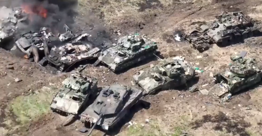 zerstörte Ukrainische Panzer während der Gegenoffensive vom Juni 2023.
