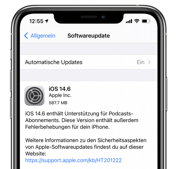 Apple veröffentlicht iPhone-Update, iOS 14.6.