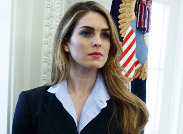 FILE - In this Feb. 9, 2018 file photo, White House Communications Director Hope Hicks appears in the Oval Office at the White House in Washington. Hicks has been hired at the new Fox company being cr ...