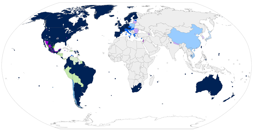 In dunkelblauen Ländern können gleichgeschlechtliche Paare heute bereits heiraten. In der Schweiz ist dies noch nicht möglich (hellblau).