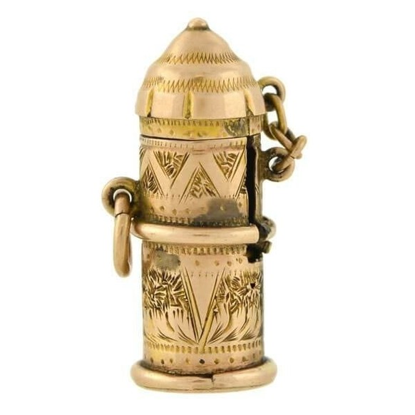 When the lid is opened on this Victorian gold charm, a little demon with sparkling rhinestone eyes pops out. These (frankly adorable) devil totems were worn as symbols of temperance -- a reminder to r ...