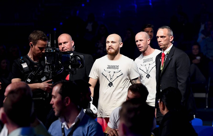 171021 Lewis van Poetsch of Great Britain enters the arena during the Oslofjord Fight Night on October 21, 2017 in Melsomvik. Photo: Fredrik Varfjell / BILDBYR