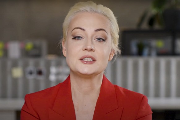 This photo taken from video released by Yulia Navalnaya Twitter channel on Wednesday, March 6, 2024, show Russian opposition leader Alexei Navalny&#039;s wife Yulia speaks during a video address. The  ...
