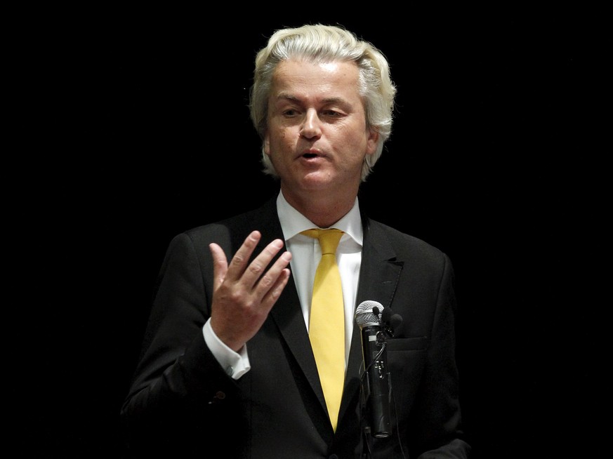 Der Rechtspopulist Geert Wilders hielt eine Rede.