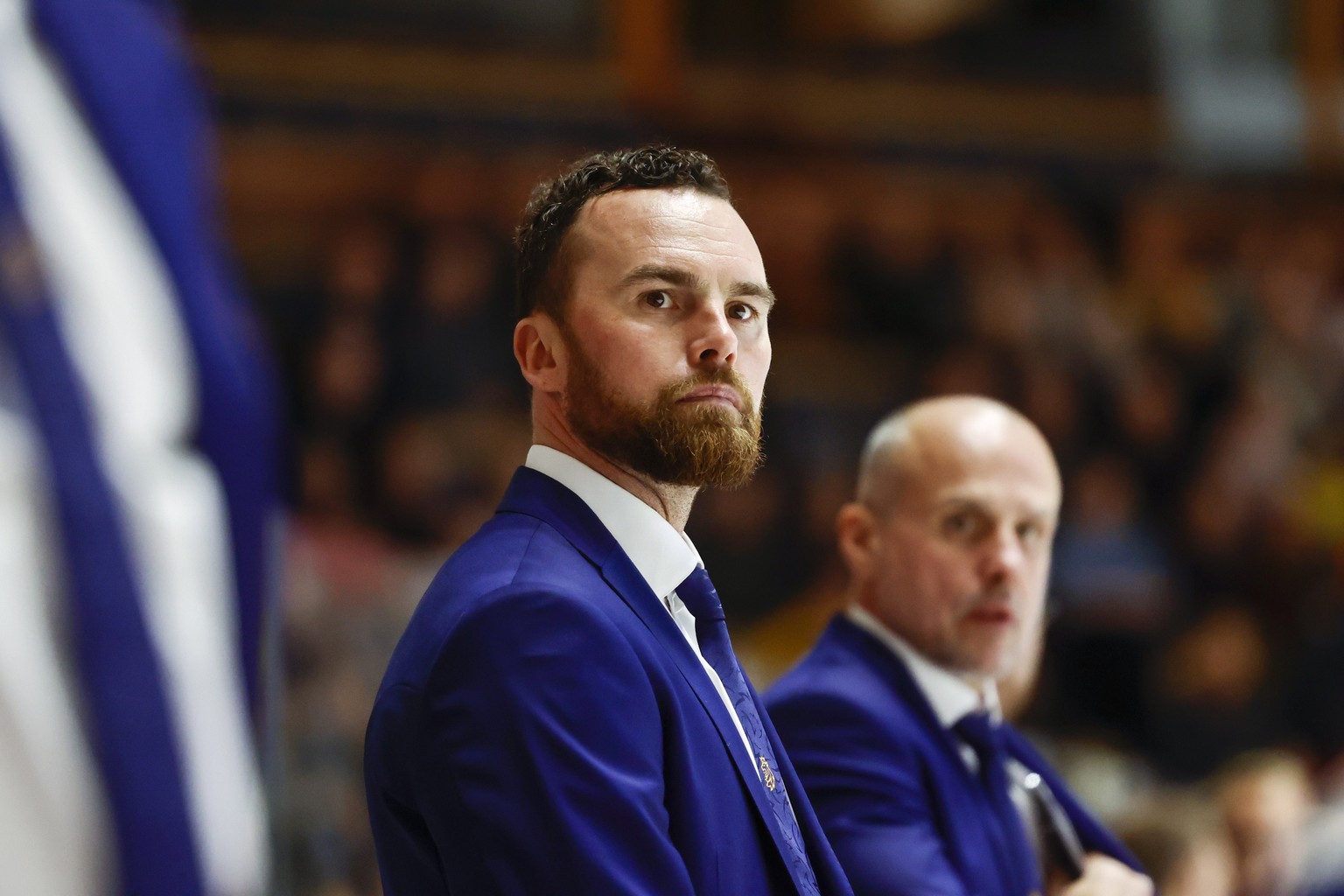 epa09574729 Czech Republic&#039;s head coach Filip Pesan reacts during the Euro Hockey Tour Karjala Tournament ice hockey match between Sweden and the Czech Republic in Linkoping, Sweden, 10 November  ...