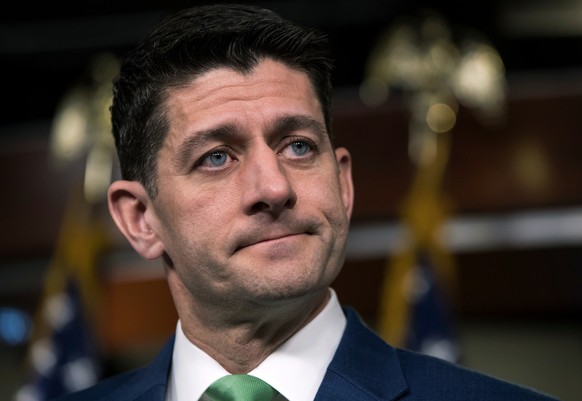 FILE - In this March 14, 2018, file photo, Speaker of the House Paul Ryan, R-Wis., meets with reporters following a GOP strategy session, at the Capitol in Washington. Ryan will not run for re-electio ...