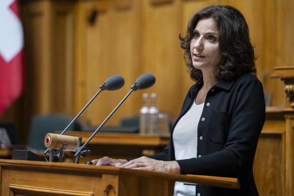 Gabriela Suter, SP-AG, begruendet einen Vorstoss, an der Herbstsession der Eidgenoessischen Raete, am Dienstag, 10. September 2024 im Nationalrat in Bern. (KEYSTONE/Alessandro della Valle)