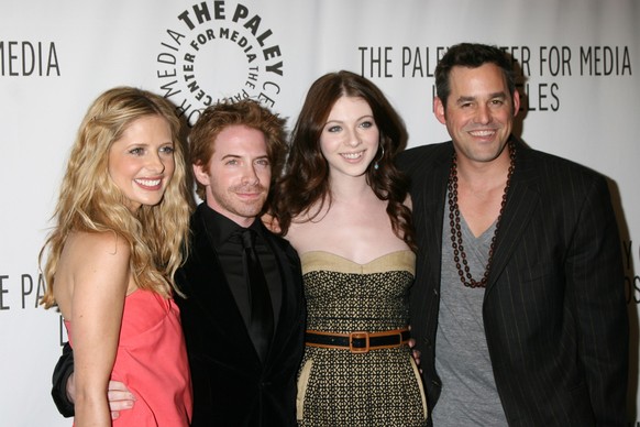 Sarah Michelle Gellar, Seth Green, Michelle Trachtenberg, and Nicolas Brendon at the Buffy the Vampire Slayer Reunion- PaleyFest08 at Paley Center for Media's 24th William S. Paley Television Fes ...