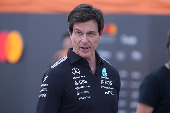 Mercedes team principal Toto Wolff arrives for a Formula One pre-season test at the Bahrain International Circuit in Sakhir, Bahrain, Wednesday, Feb. 11, 2026. (AP Photo/Altaf Qadri)
Toto Wolff
