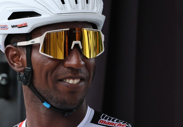 epa12221919 Eritrean rider Biniam Girmay of Intermarch� - Wanty team during presentation of the 3rd stage of the Tour de France cycling race over 178.3km from Valenciennes to Dunkerque, France, 07 Jul ...